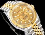 AR Factory Rolex Sky-dweller 42*14.5mm 316L Steel Two-tone Gold Jubilee Bracelet 9002 Movement Gold Watch